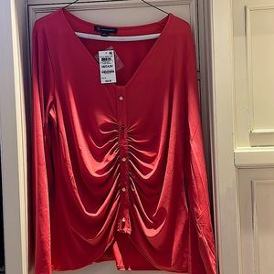 INC International Concepts Blouse, New With Tags, Beautiful Coral Color